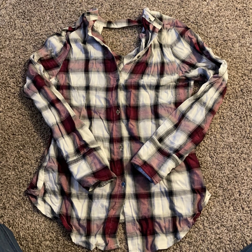 Maurices plaid button up top